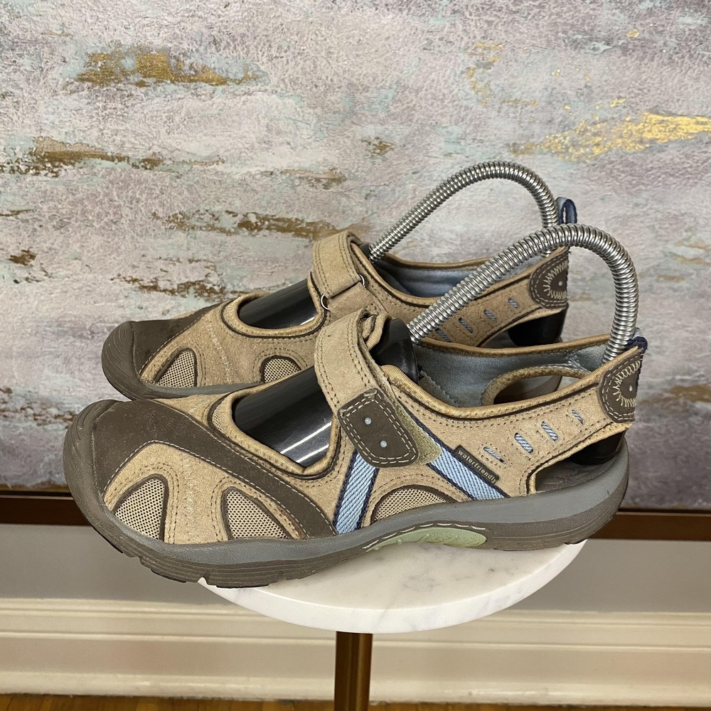 Clarks Privo Sandals Shoes Womens Size 6.5 Beige Fisherman Waterfriendly Comfort